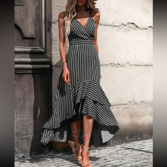 Boho striped ruffle trim maxi dress - Picture 15 of 16